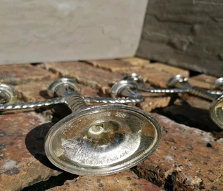 silverplate 3-arm slim candlestick holder 11cmH