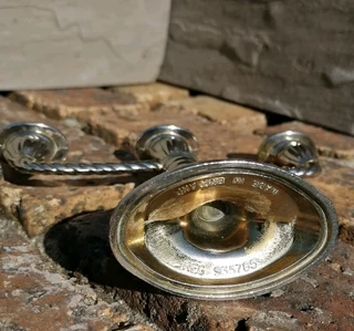 silverplate 3-arm slim candlestick holder 11cmH