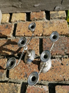 silverplate 3-arm slim candlestick holder 11cmH