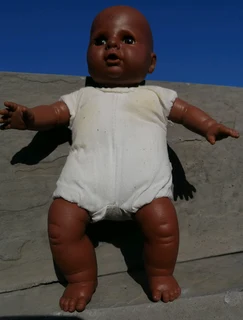Vtg Fishel Rare Find - Brown Baby Rubber Doll