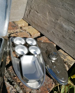 Vintage Nickle Plate Car Betel Nut Brass Box