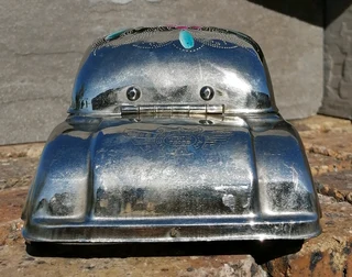 Vintage Nickle Plate Car Betel Nut Brass Box