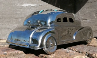 Vintage Nickle Plate Car Betel Nut Brass Box