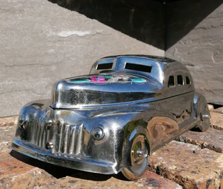 Vintage Nickle Plate Car Betel Nut Brass Box