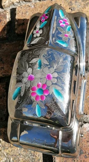 Vintage Nickle Plate Car Betel Nut Brass Box