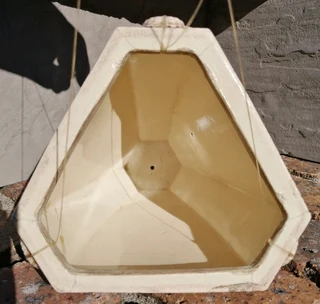 Rare Antique Satsuma Hanging Vase unusual Triangular style