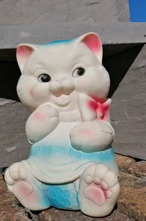 1960s Vtg Large Laughing Cat Bow Tie Rubber Squeaky Toy