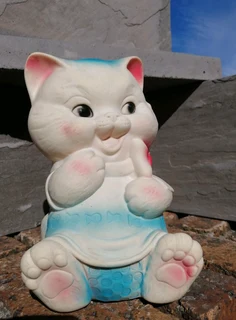 1960s Vtg Large Laughing Cat Bow Tie Rubber Squeaky Toy