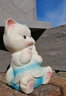 1960s Vtg Large Laughing Cat Bow Tie Rubber Squeaky Toy