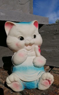 1960s Vtg Large Laughing Cat Bow Tie Rubber Squeaky Toy