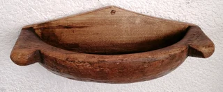 Vtg Wooden Wall Half Bowl Sconce