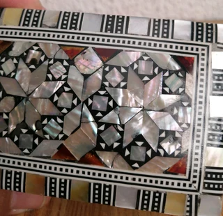 vtg mother of pearl inlaid Egyptian jewelry box