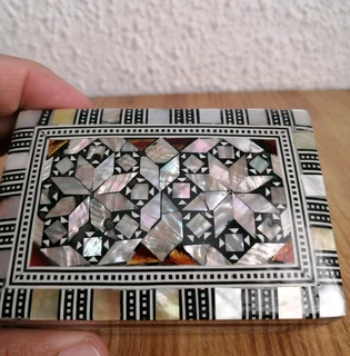 vtg mother of pearl inlaid Egyptian jewelry box