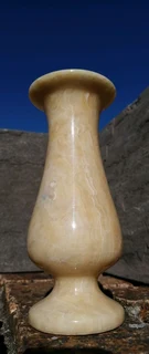 Vtg Beige Marble Stone Vase