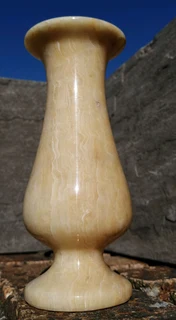 Vtg Beige Marble Stone Vase
