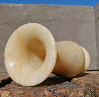 Vtg Beige Marble Stone Vase