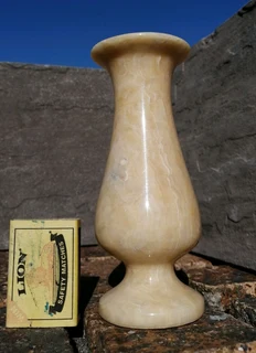 Vtg Beige Marble Stone Vase