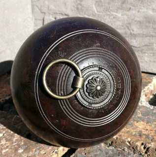Bowling Ball Doorstop Vtg Upcycle