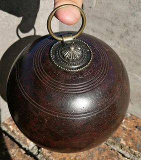 Bowling Ball Doorstop Vtg Upcycle