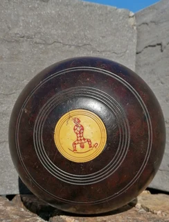 Bowling Ball Doorstop Vtg Upcycle