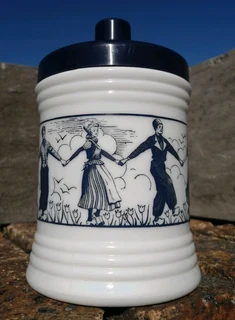 Vtg Dutch Milk Glass Lidded Container