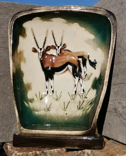 Rare Find* Gemsbok Ceramic Wall Art Handmade SA