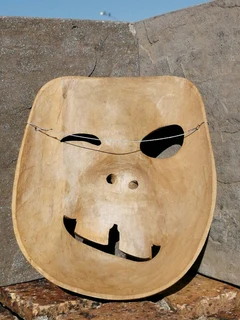 Hand Carved Theatre Mask Wood 18.1 x 14.5 cm