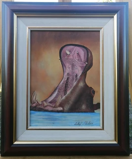Lesley Alistoun Oil on Board Hippopotamus