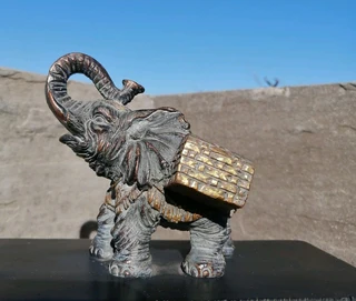 Jewelry Box Black-Gold Elephant motif - rare find*