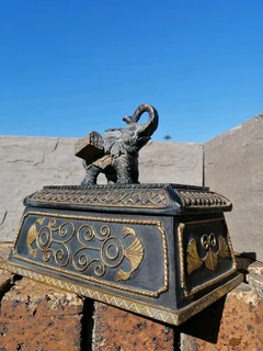 Jewelry Box Black-Gold Elephant motif - rare find*