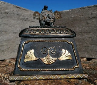 Jewelry Box Black-Gold Elephant motif - rare find*