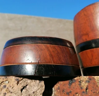 Vtg Lidded Decor Barrel Solid Wood Baby Barrel Storage Jar 13 cm H