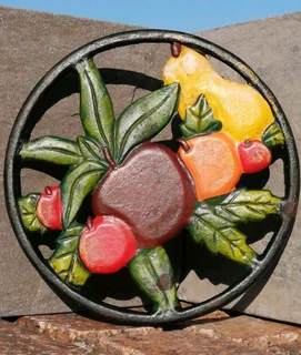 Cast Iron Colourful Fruit Trivet Pot Stand