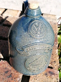 Vtg 1.75 Litre Stoneware corked Bottle VW DIAZ 88