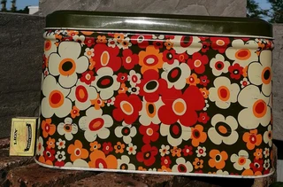 Vtg 70s Floral  Bread Box