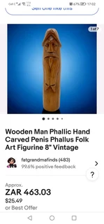 Hand Carved Folk Art Phallus Figurine 15cm L