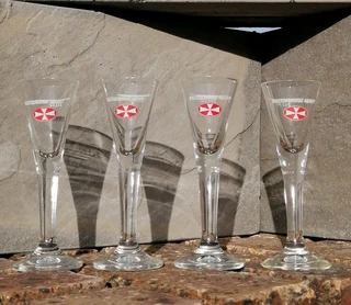 Vintage Malteserkreuz Aquavit 2cl Cordial Clear Glass Shot Glass German g24