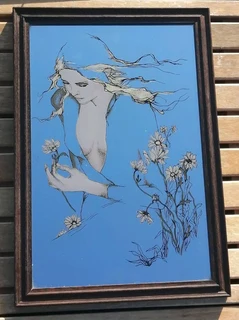 Vtg Art Nouveau style Mirror Susan Obrant Art