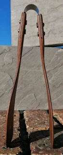 Vtg Wood Tongs w/Brass &amp; Stainless steel