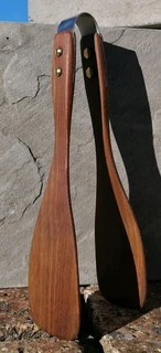 Vtg Wood Tongs w/Brass & Stainless steel