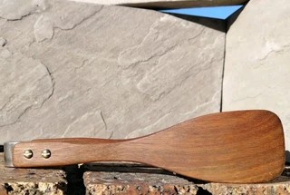 Vtg Wood Tongs w/Brass &amp; Stainless steel