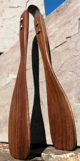 Vtg Wood Tongs w/Brass &amp; Stainless steel