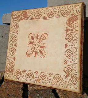 Moroccan Frame Drum Small Duff - Berber henna design