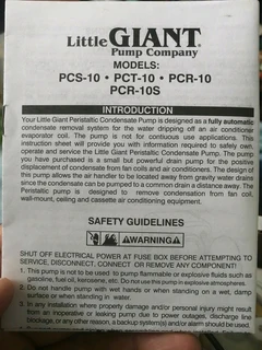 Peristaltic Condensate Removal Pump PCT-10 Little Giant Company