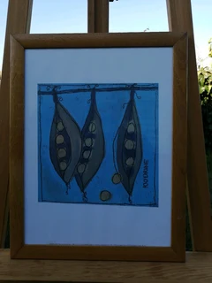 Peas by Sandrine Fabre - acrylic on wood