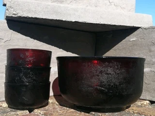 Vtg Arcoroc Sierra Salad Bowl &#43; 3 small bowls Ruby Granite