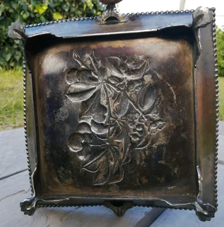 Embossed Handled Floral Wedding Basket - Victorian -Quadruple Silver Plated