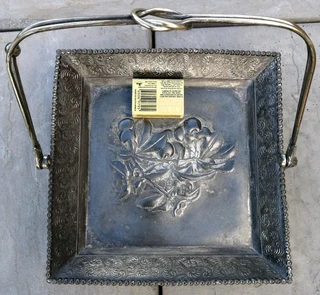 Embossed Handled Floral Wedding Basket - Victorian -Quadruple Silver Plated