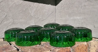 Vtg Arcoroc Emerald Glass complete Set 9pc with extra bowls 1Large 1sml