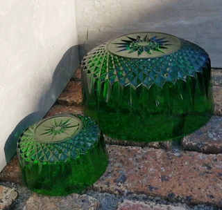 Vtg Arcoroc Emerald Glass complete Set 9pc with extra bowls 1Large 1sml